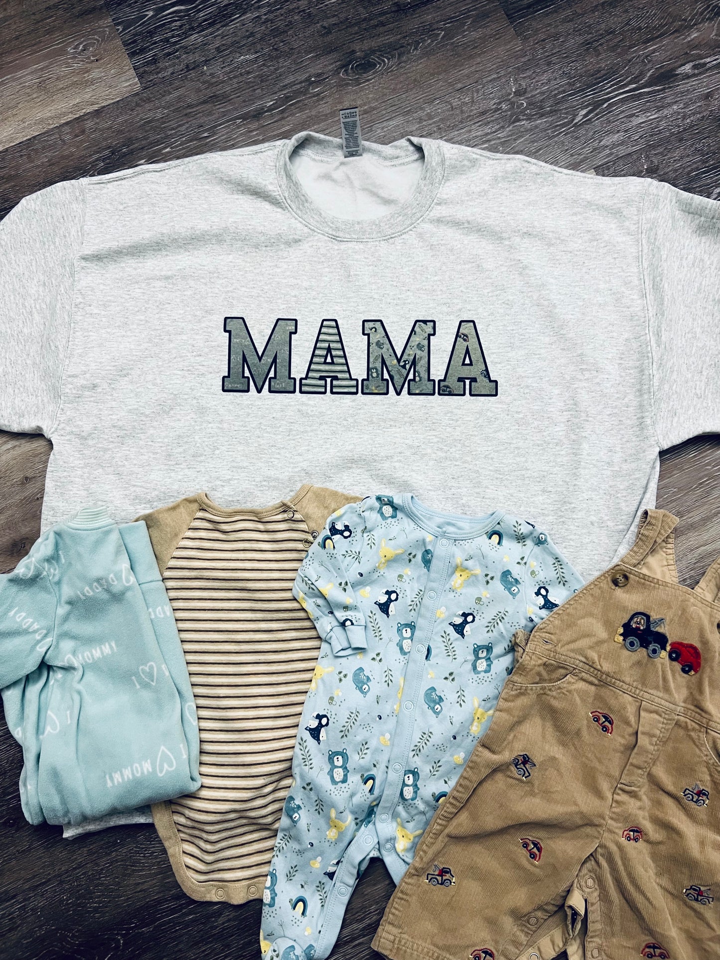 Mama apparel with baby clothes