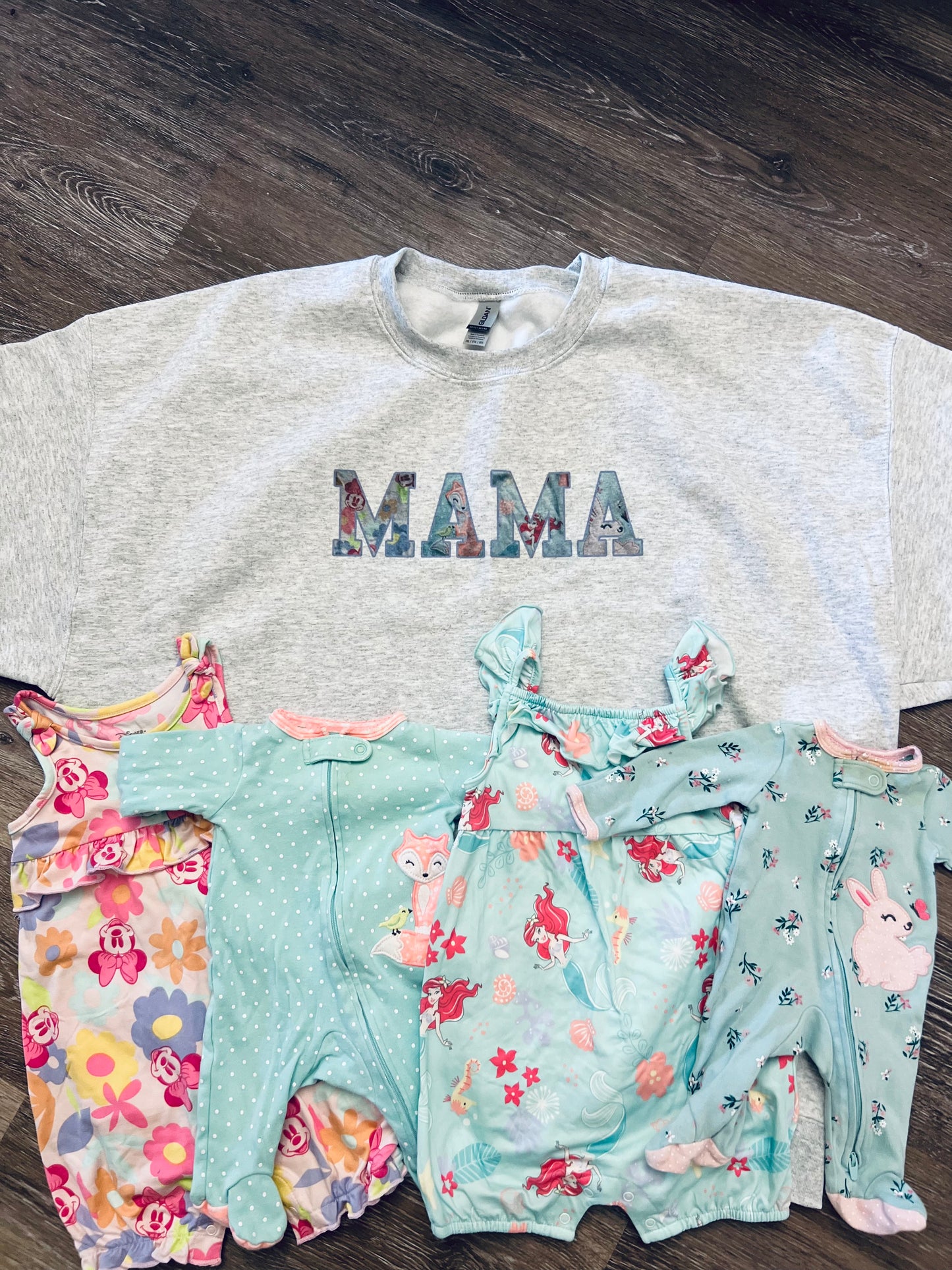 Mama apparel with baby clothes