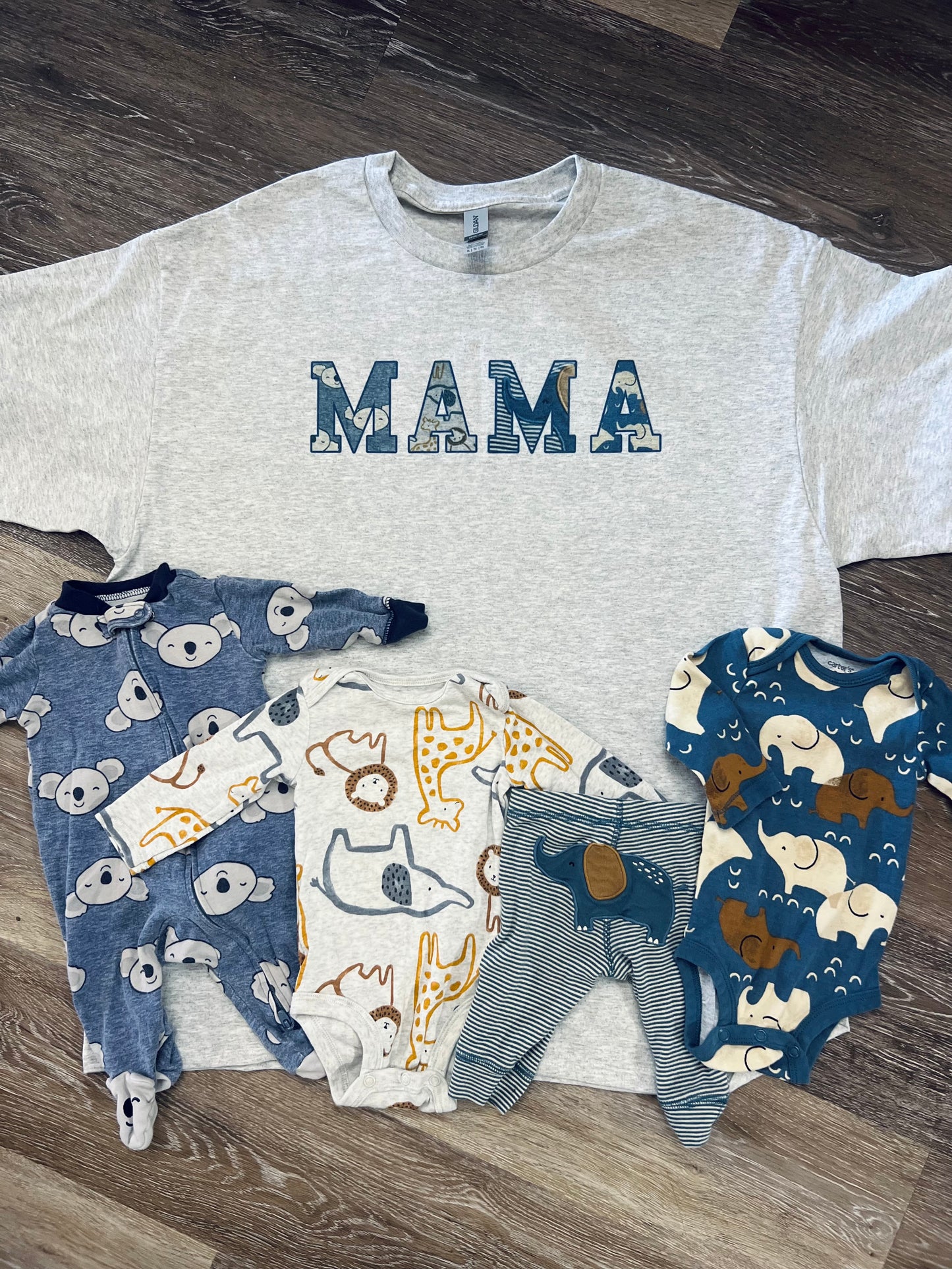 Mama apparel with baby clothes