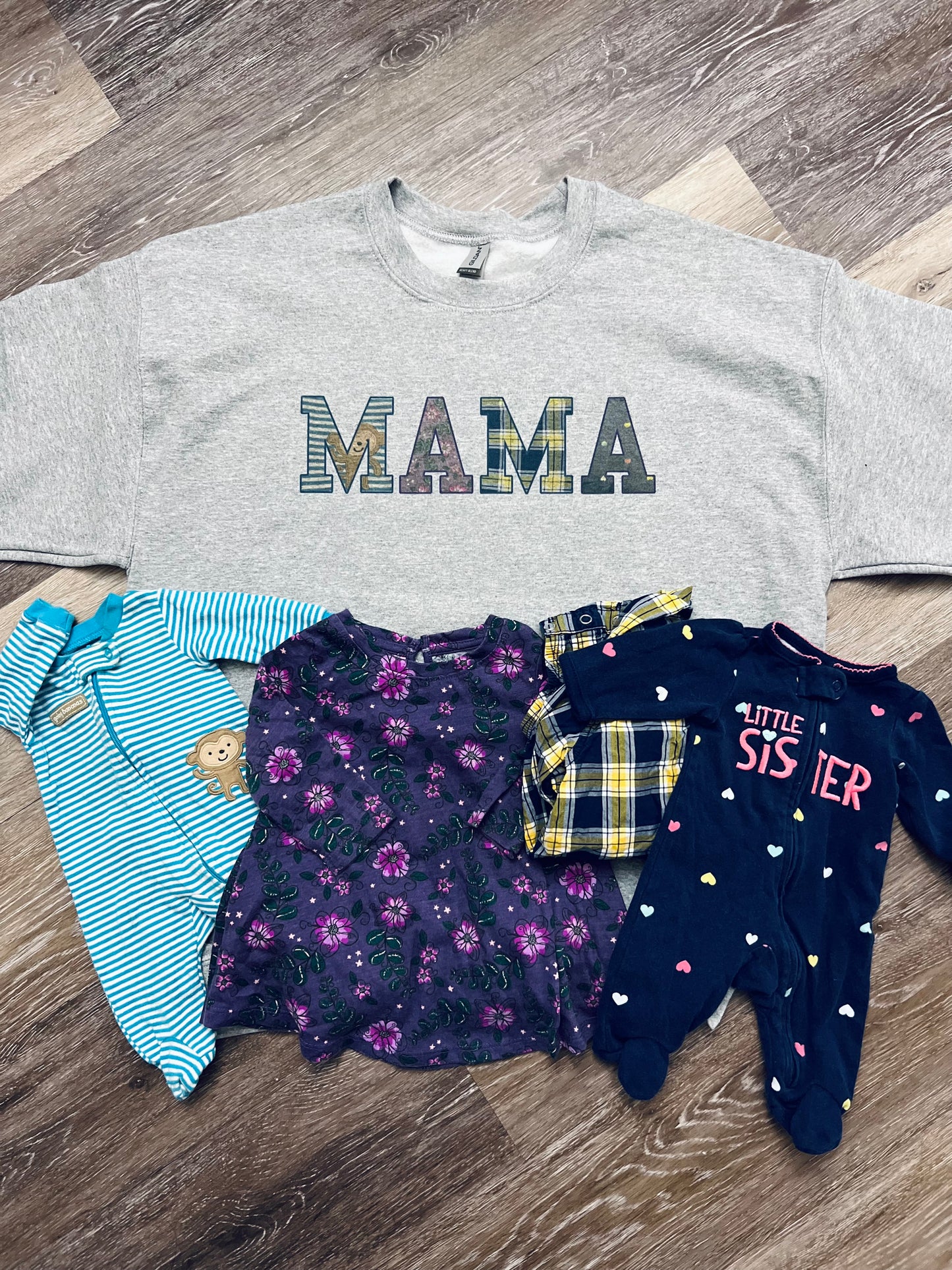 Mama apparel with baby clothes